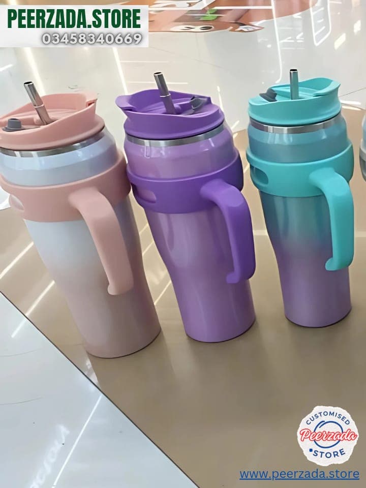 Large Insulated Handle Tumbler with Straw - Image 1