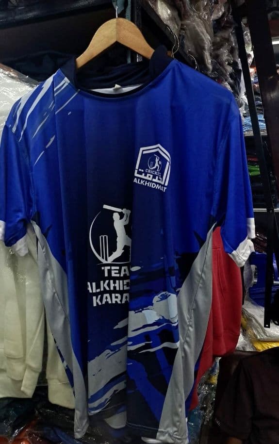 Custom Printed Sports T-Shirt - Blue Cricket Jersey - Image 1
