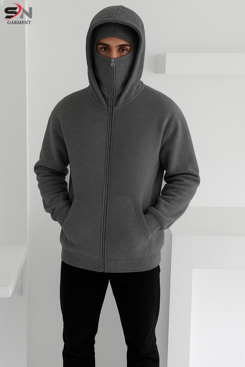 Winter Full-Zip Face Cover Hoodie - Image 1