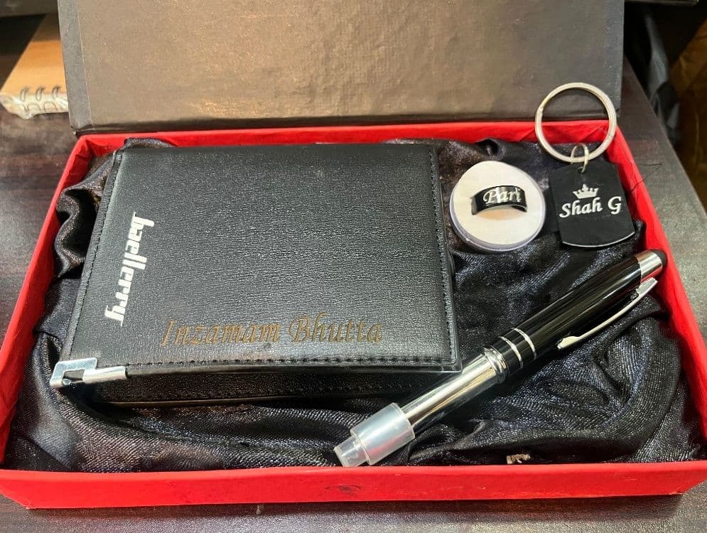 Customized Deal For Him (Wallet, Multifunctional Torch Pen, Steel Keychain & Ring Set) - Image 1