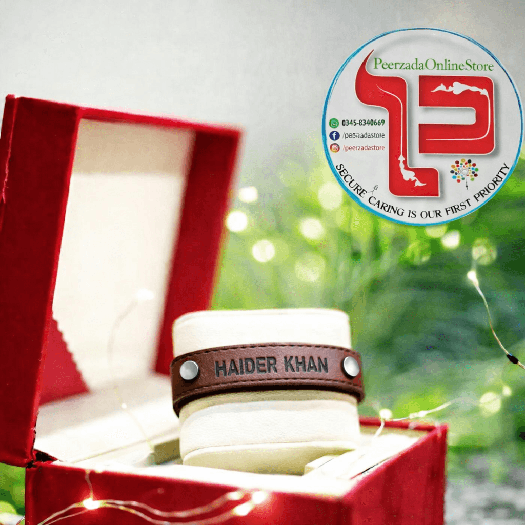 Personalized Engraved Leather Name Bracelet - Image 1