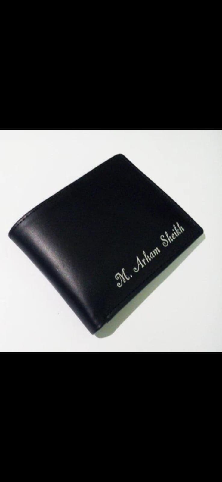 Personalized Black Leather Wallet - Image 1