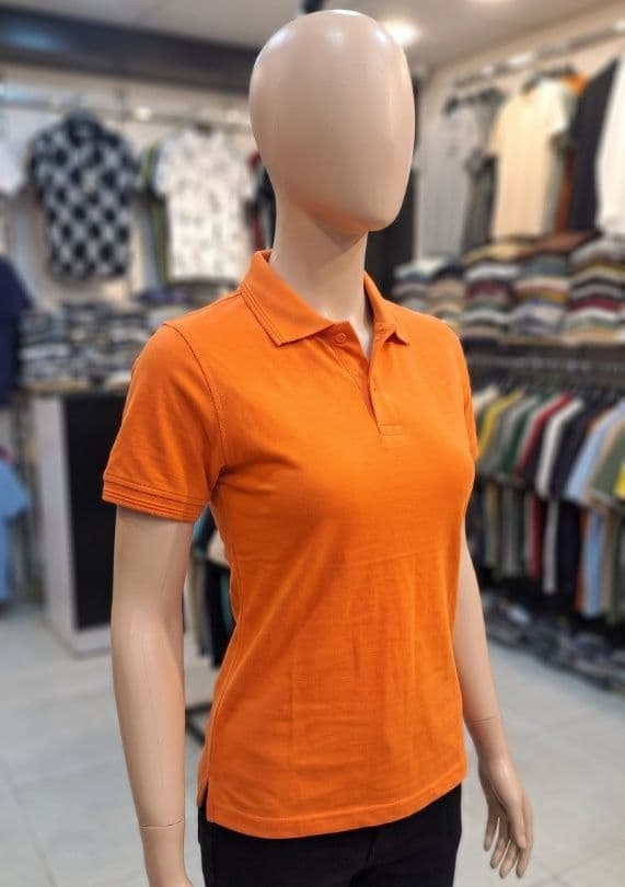 Women's / Girls Plain Dry-Fit Collar Polo T-Shirt - Image 1